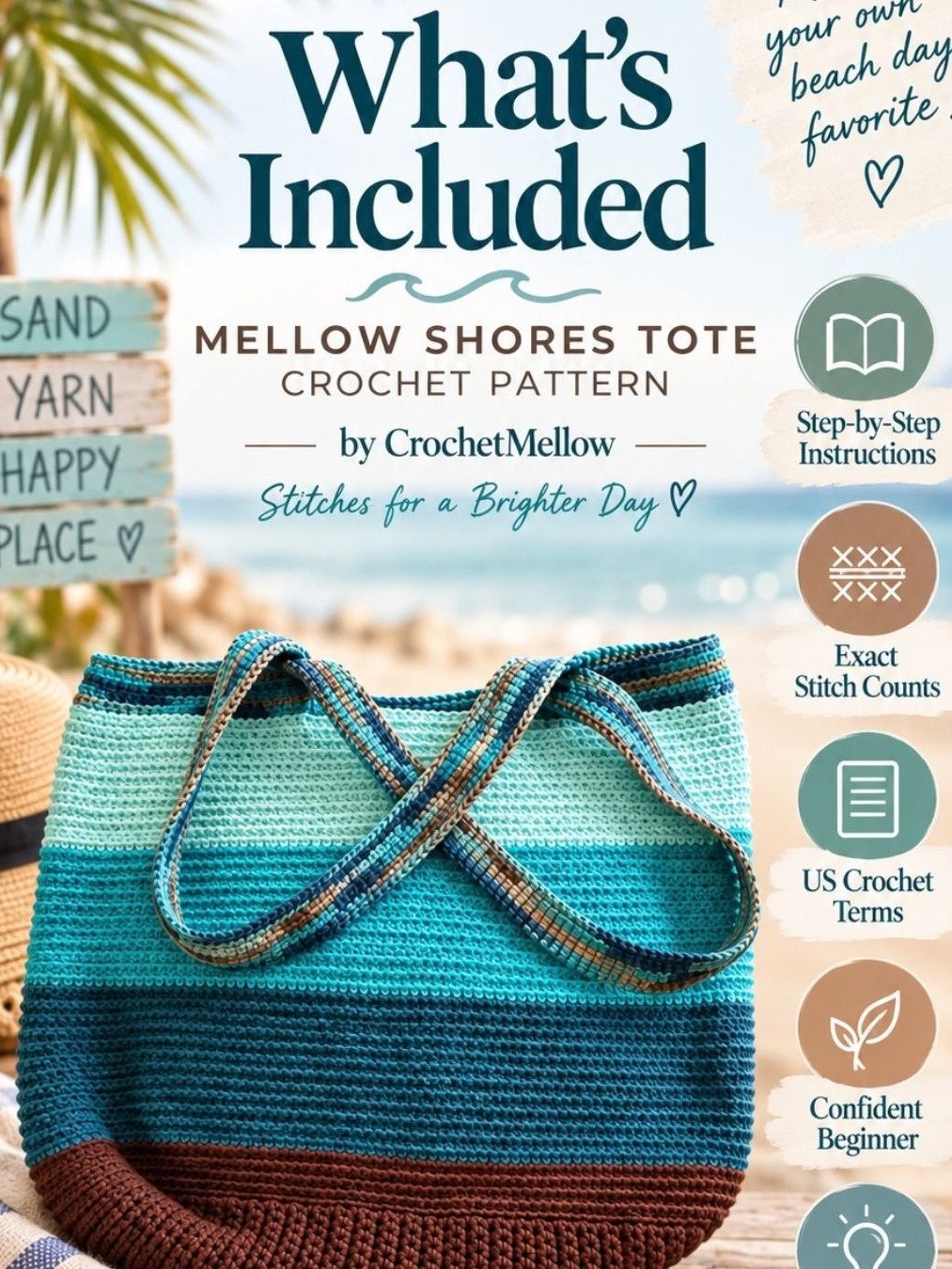 Crochet Market Bag Pattern PDF | Easy Tote Bag Crochet Pattern | Mesh Beach Bag | Shoulder Bag | Beginner Crochet Pattern | Instant Download product image (4)