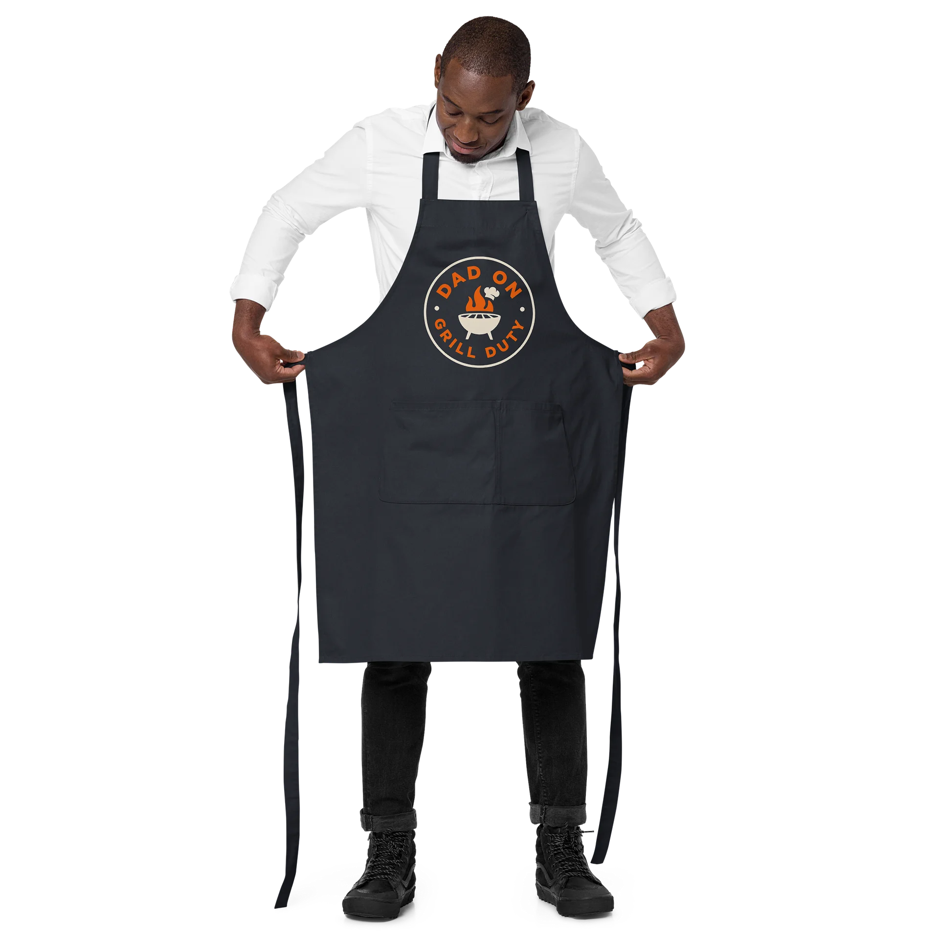 Dad on Grill Duty – Bold Funny BBQ Apron for Men Who Own the Backyard Grill product image (2)