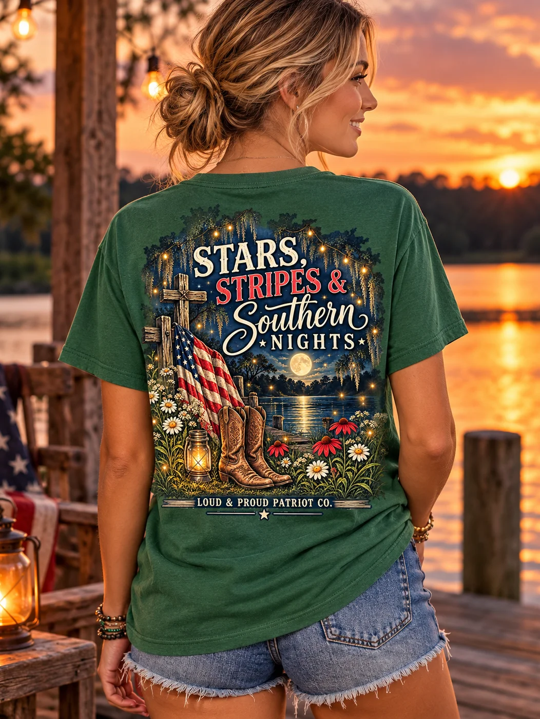 Stars, Stripes & Southern Nights – Women's Patriotic Relaxed-Fit Premium Tee product image (6)