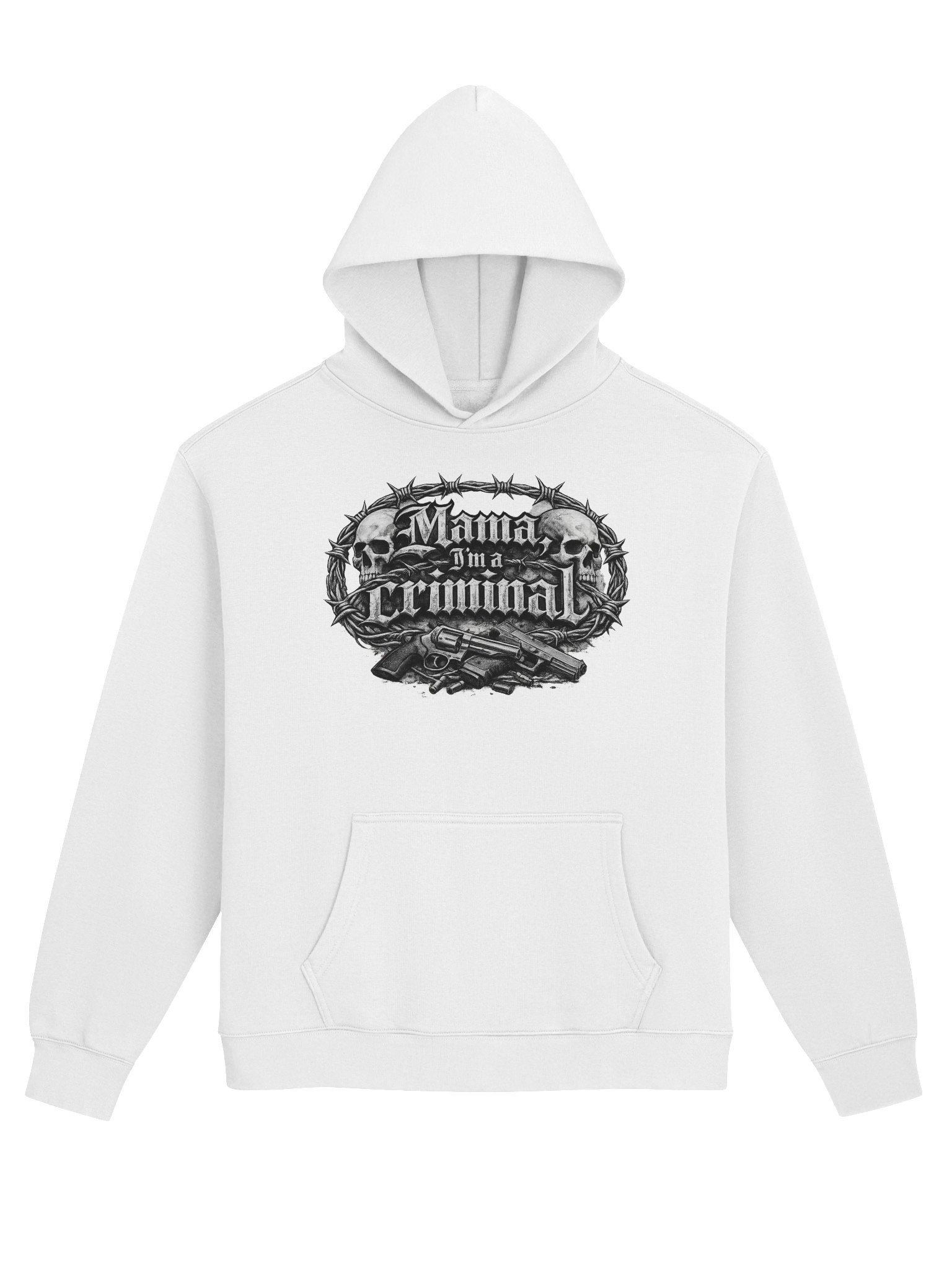 mama i'm a criminal premium hoodie white product image (1)