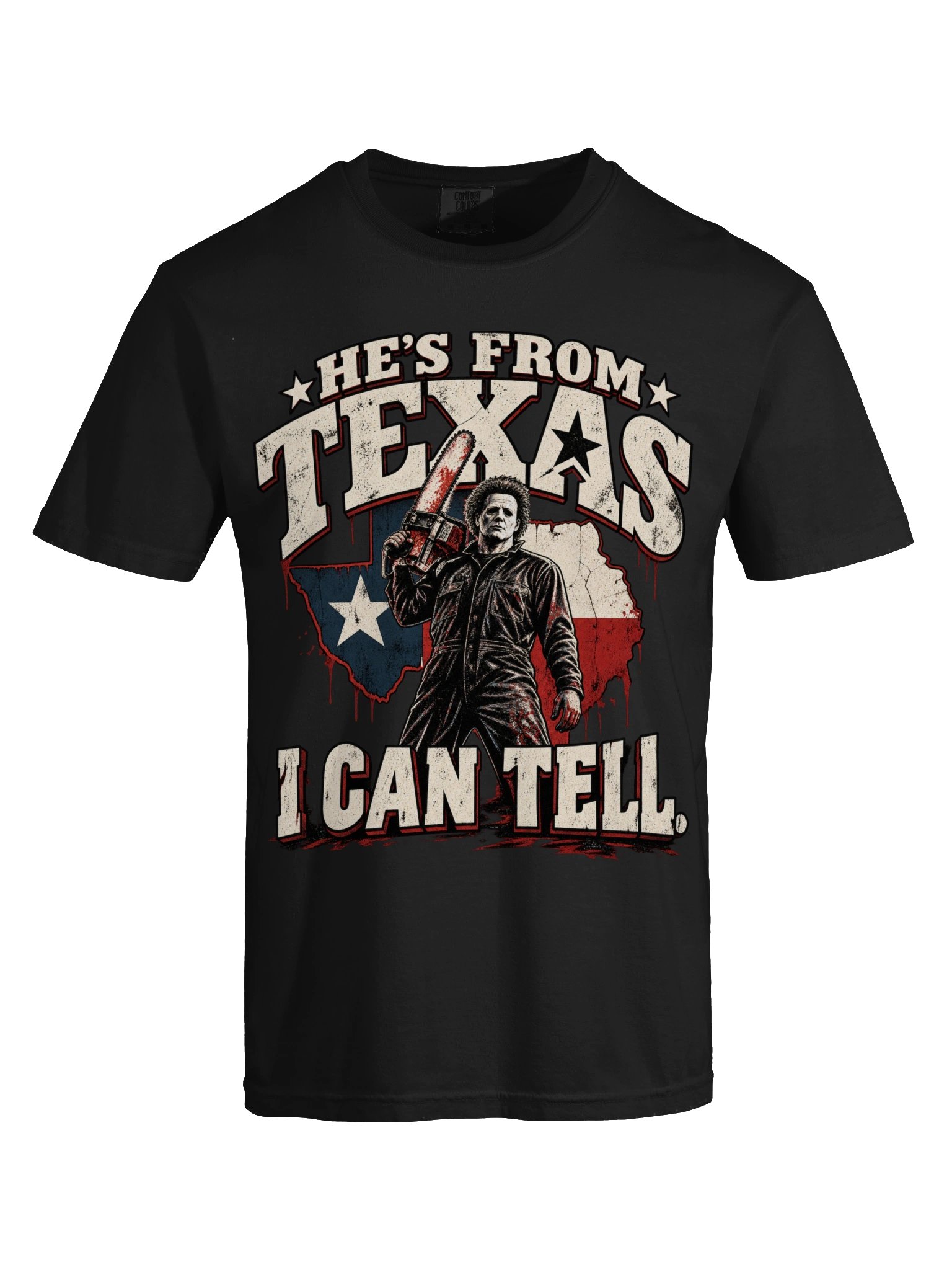 He's From Texas I Can Tell Shirt, Halloween Slasher Tee, Texas Chainsaw Graphic shirt, Spooky Season Tee Comfort Colors product image (3)