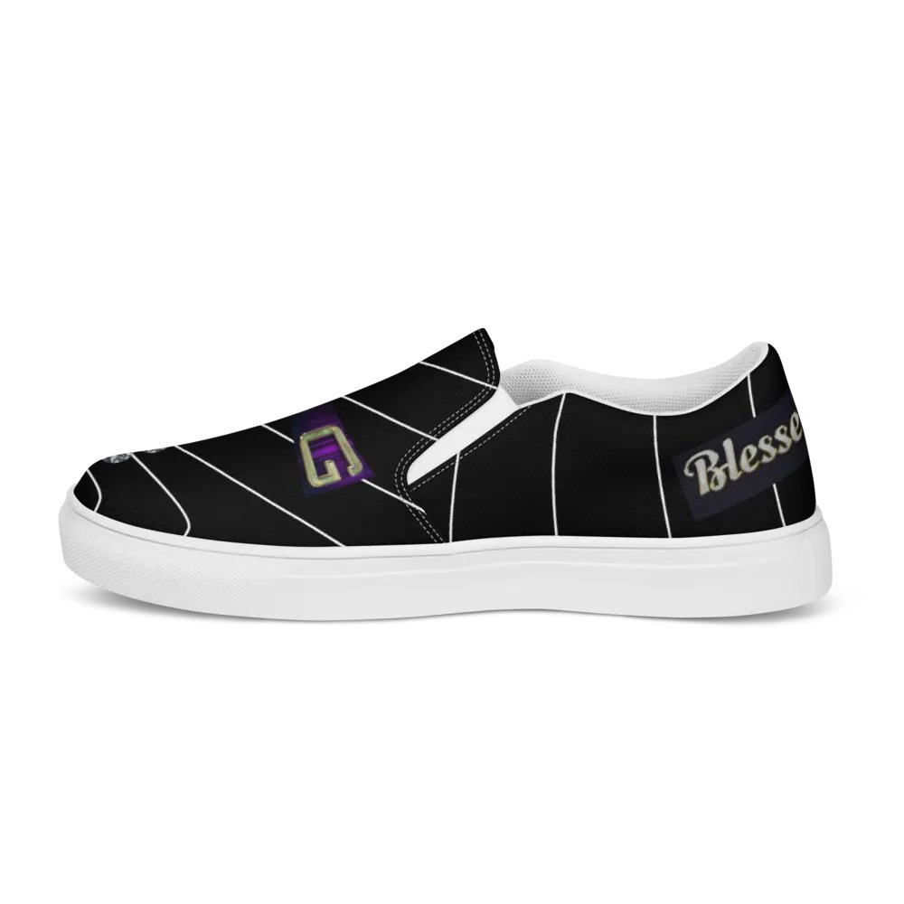 BBG Black Pinstripe Men's Diamond Cross Slip Ons product image (4)
