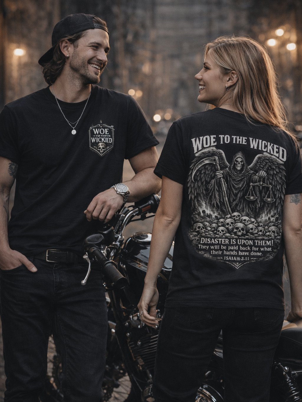 Woe To The Wicked T-Shirt, Angel of Death, Skulls of Disaster Bible Verse Tee product image (3)