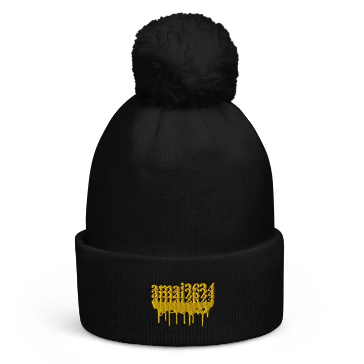 Amai2624 Wax Drip Embroidered PomPom Beanie product image (1)