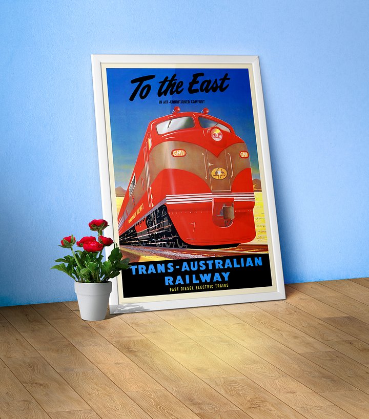 Trans-Australian Railway, 1950s — retro train poster, vintage train art, train print, retro travel wall art product image (1)