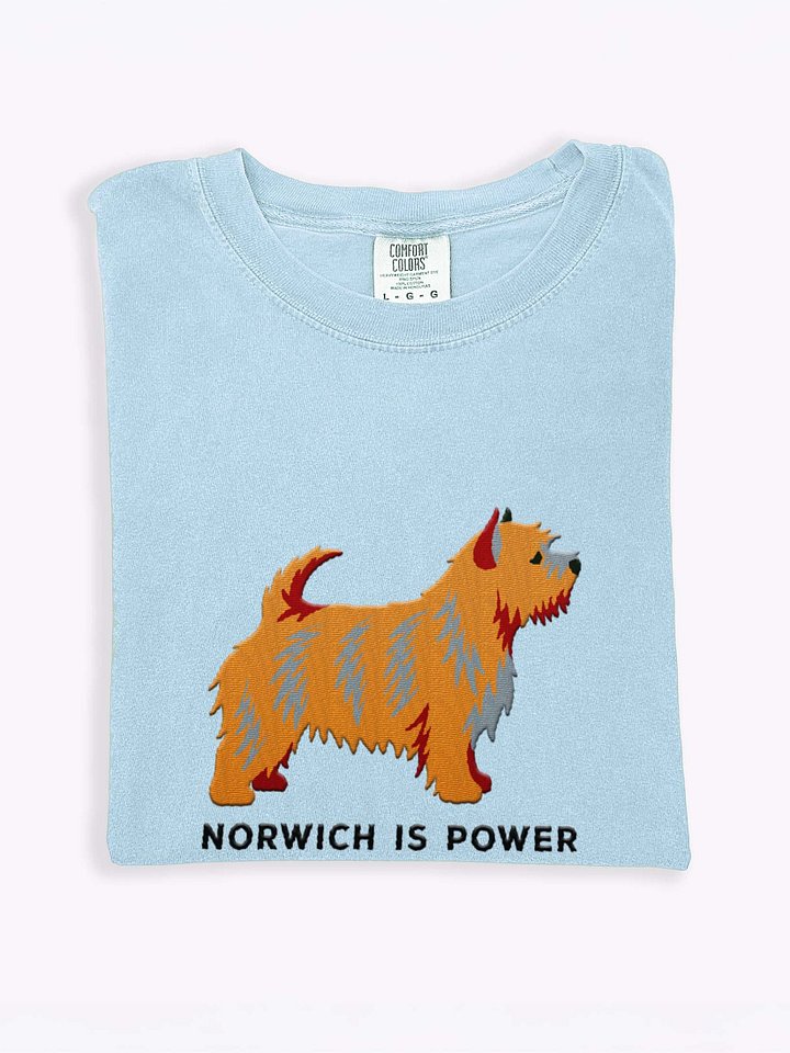 Norwich Is Power T-Shirt(Embroidered) of a Norwich Terrier(Tan) product image (1)
