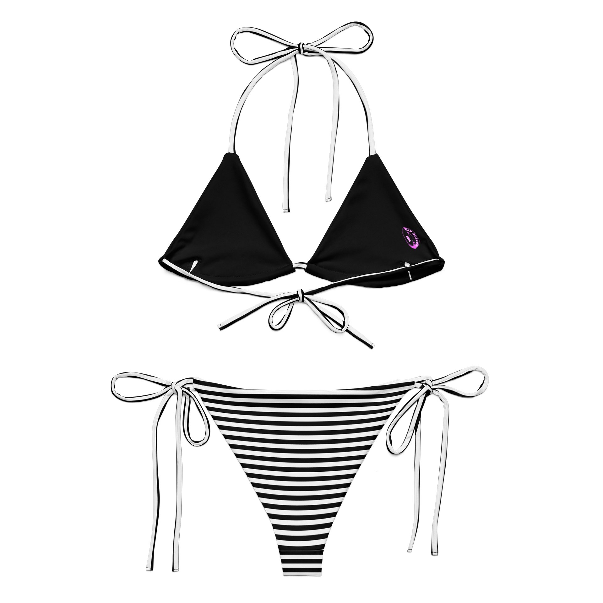 White and Blaque Red Kat Skull Stripped Bikini product image (2)