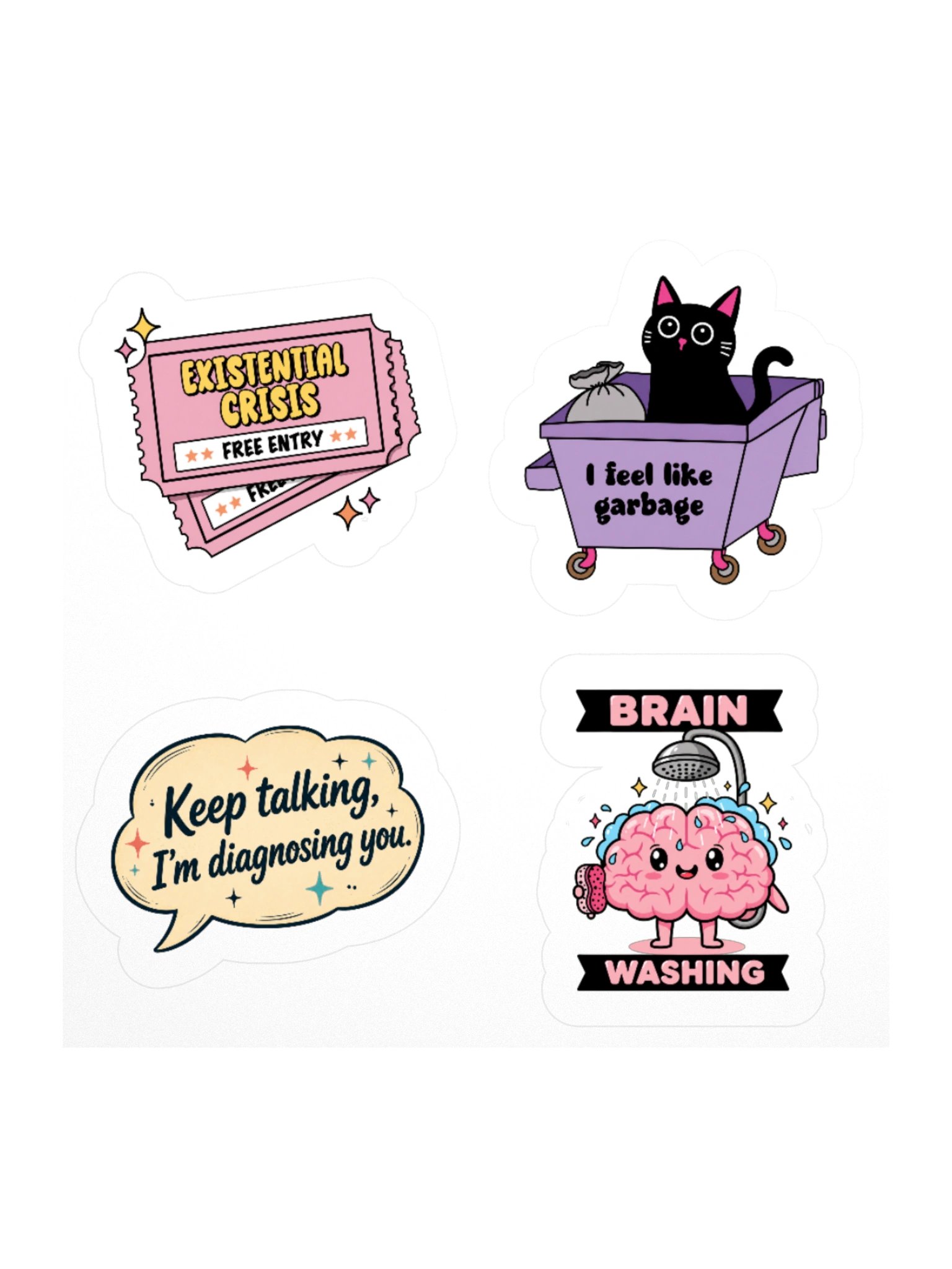 Existential Crisis Starter Pack | 4-Piece Psychology Sticker Set product image (1)