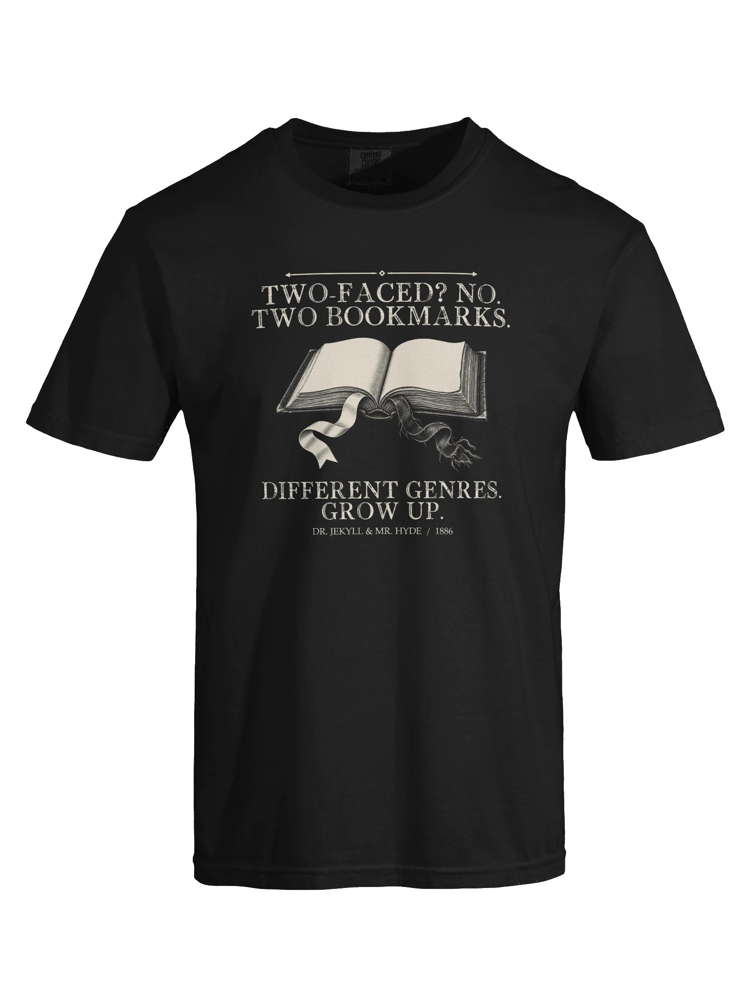 Two Bookmarks Genres -- The Strange Case of Dr Jekyll and Mr Hyde Tee (Dark) product image (25)