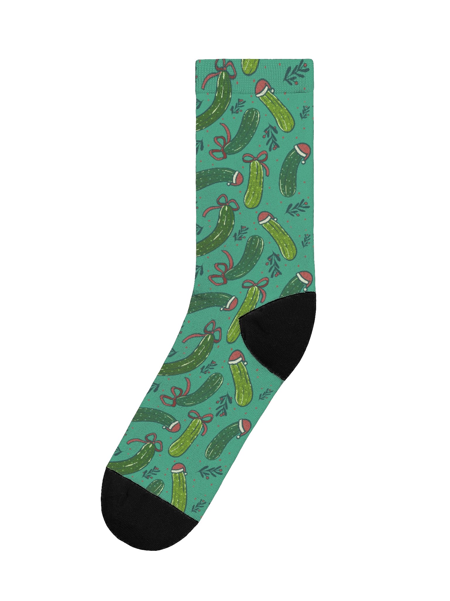 Christmas Pickle Patterned Socks, Dark Green product image (1)
