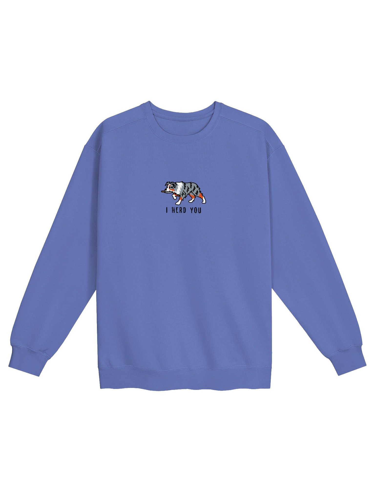 I Herd You Funny Chibi-Style Embroidered Premium Sweatshirt for Australian Shepherd(Blue Merle) Owners product image (9)