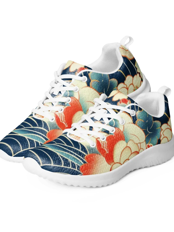 Traditional Japanese Floral Athletic Shoes - Peony Wave Aesthetic Sneakers product image (1)