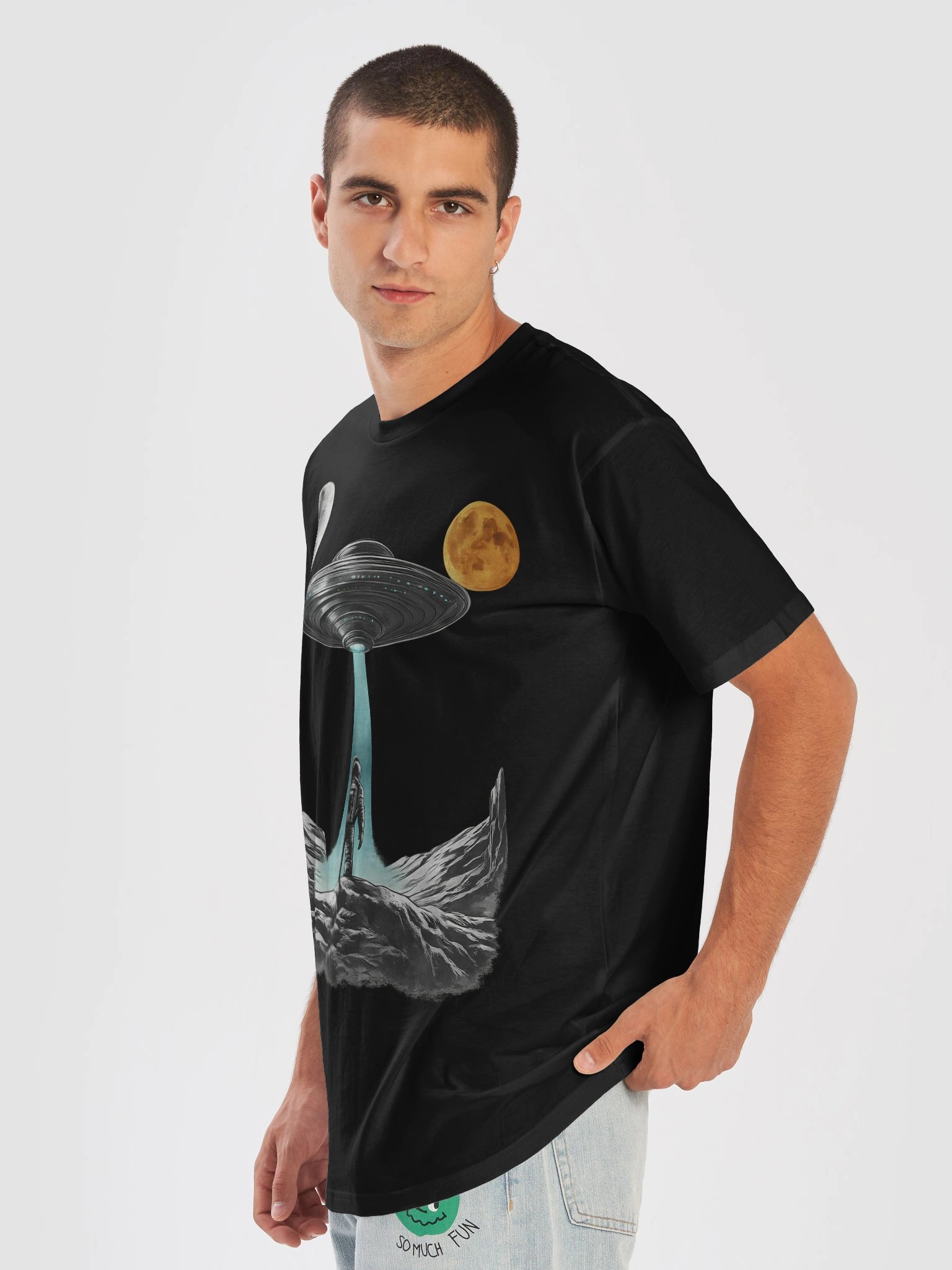 Cosmic Voyager Meet UFO Unisex T-Shirt product image (4)