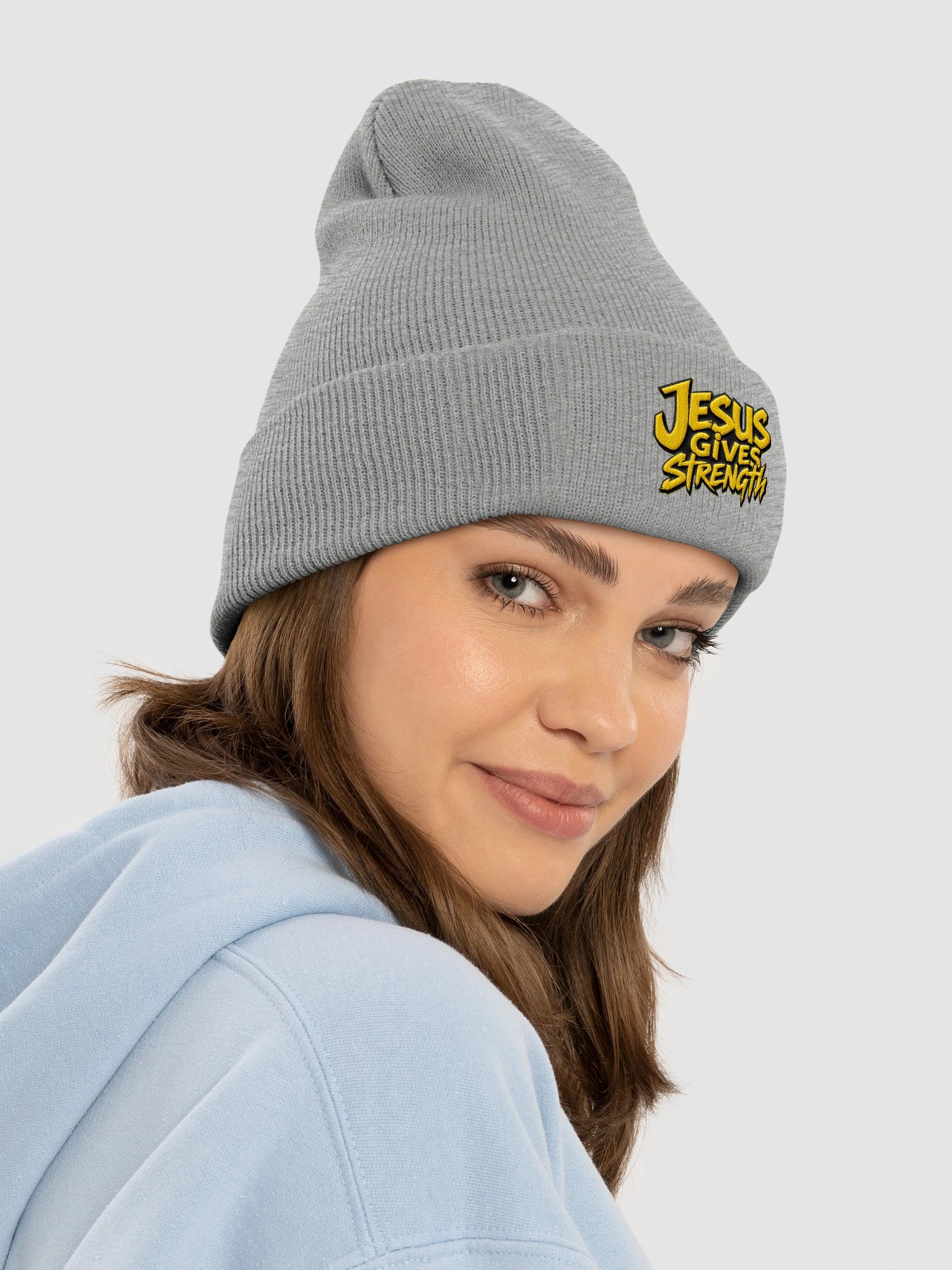 Jesus Gives Strength Embroidered Beanie product image (6)