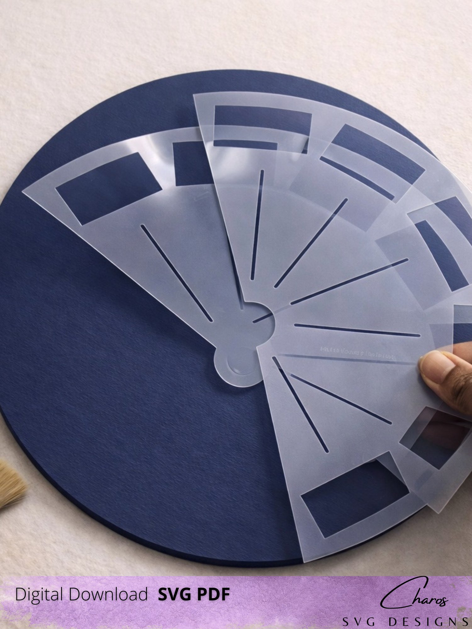 Split Clock Stencil SVG Template product image (2)