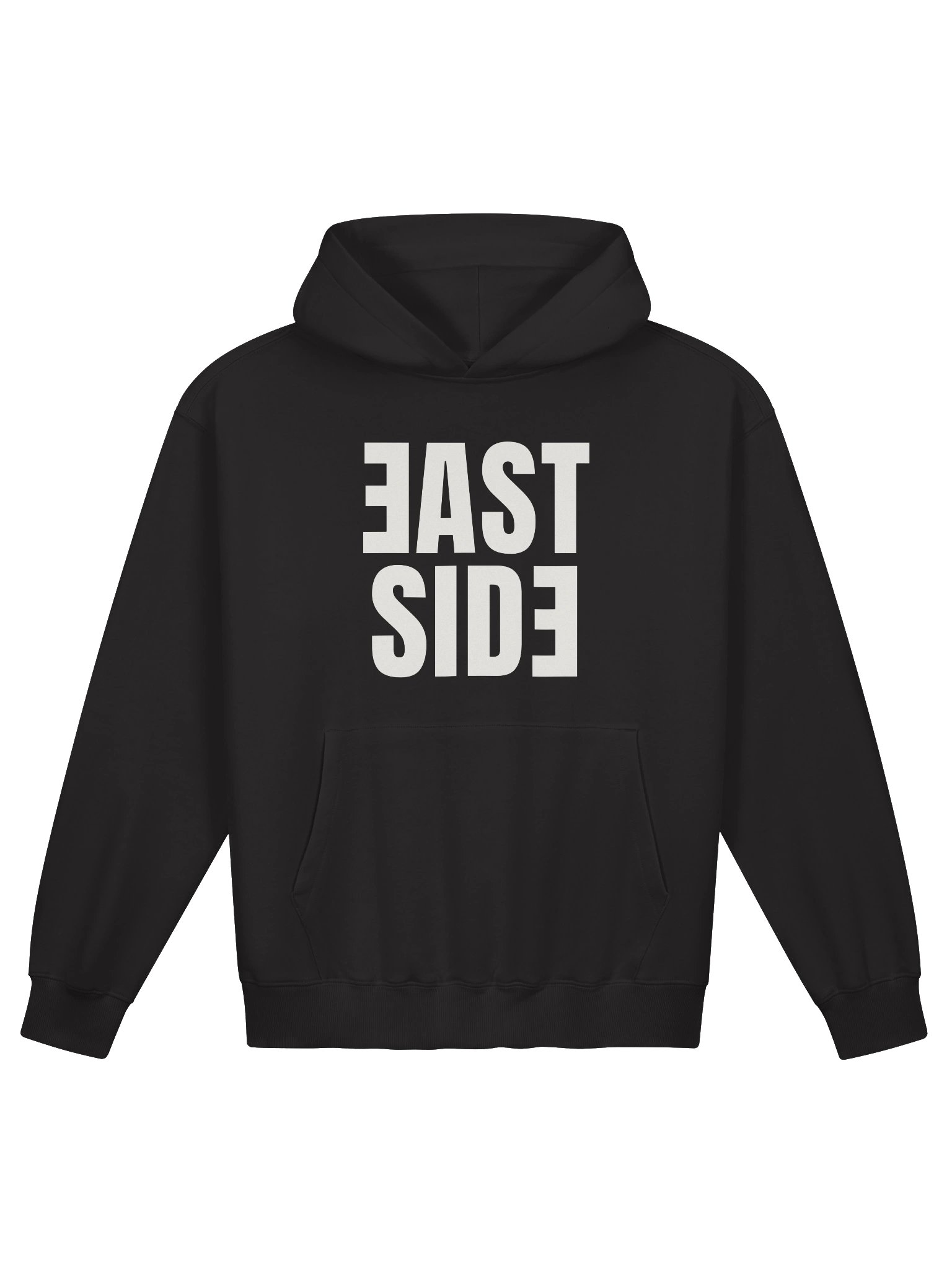 EAST SIDE REVERSE GRAPHIC BLACK AND WHITE HOODIE product image (1)
