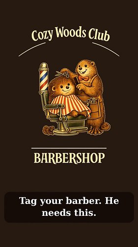 A beaver with a comb. A bow tie. A very happy customer. 🦫✂️

The Cozy Woods Club Barbershop tee is made for barbers, beard gu...