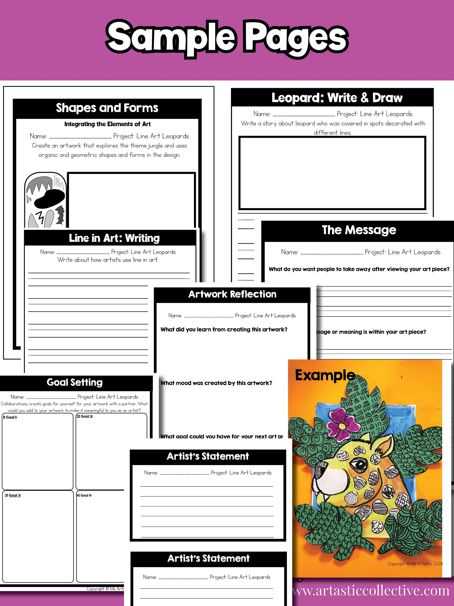 Line Art Lesson Types of Lines Leopard Art Project Line Art Activity product image (11)