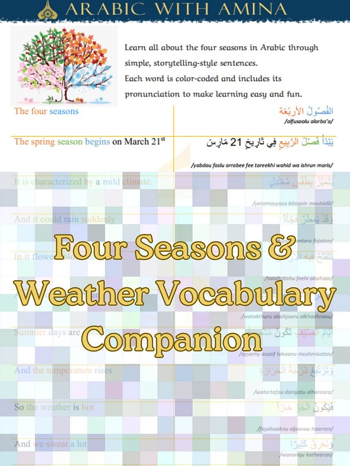Exclusive Arabic Seasons Vocabulary Sheet product image (1)
