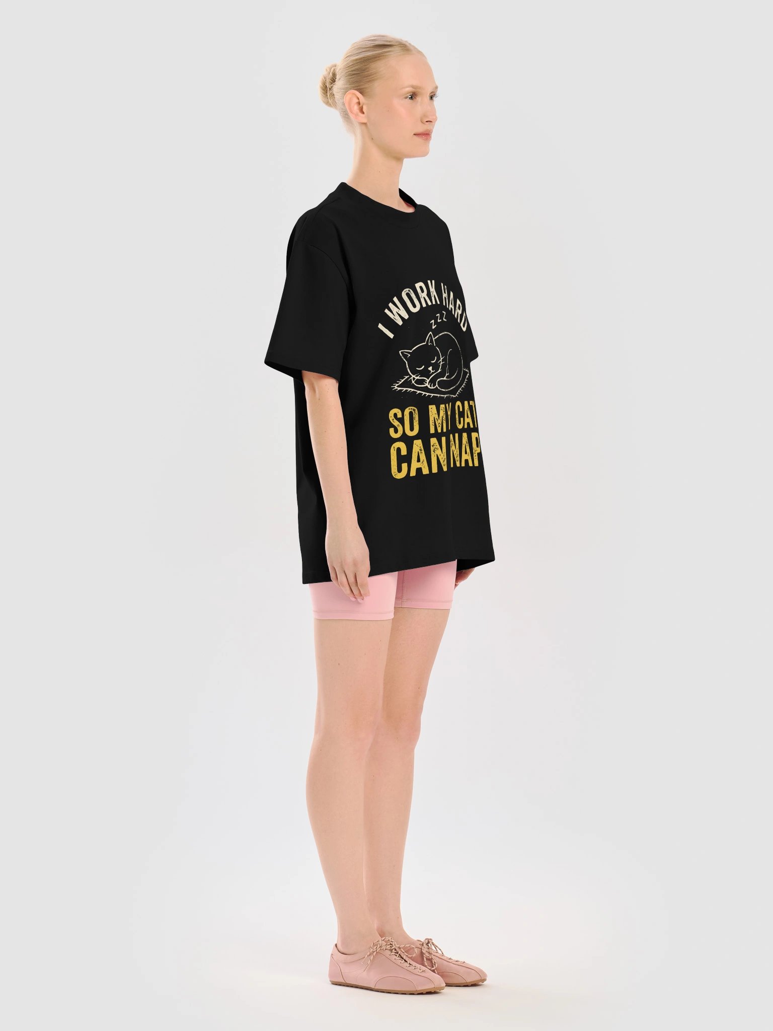 Funny Cat Lover "I Work Hard So My Cat Can Nap" Vintage Graphic T-Shirt product image (33)