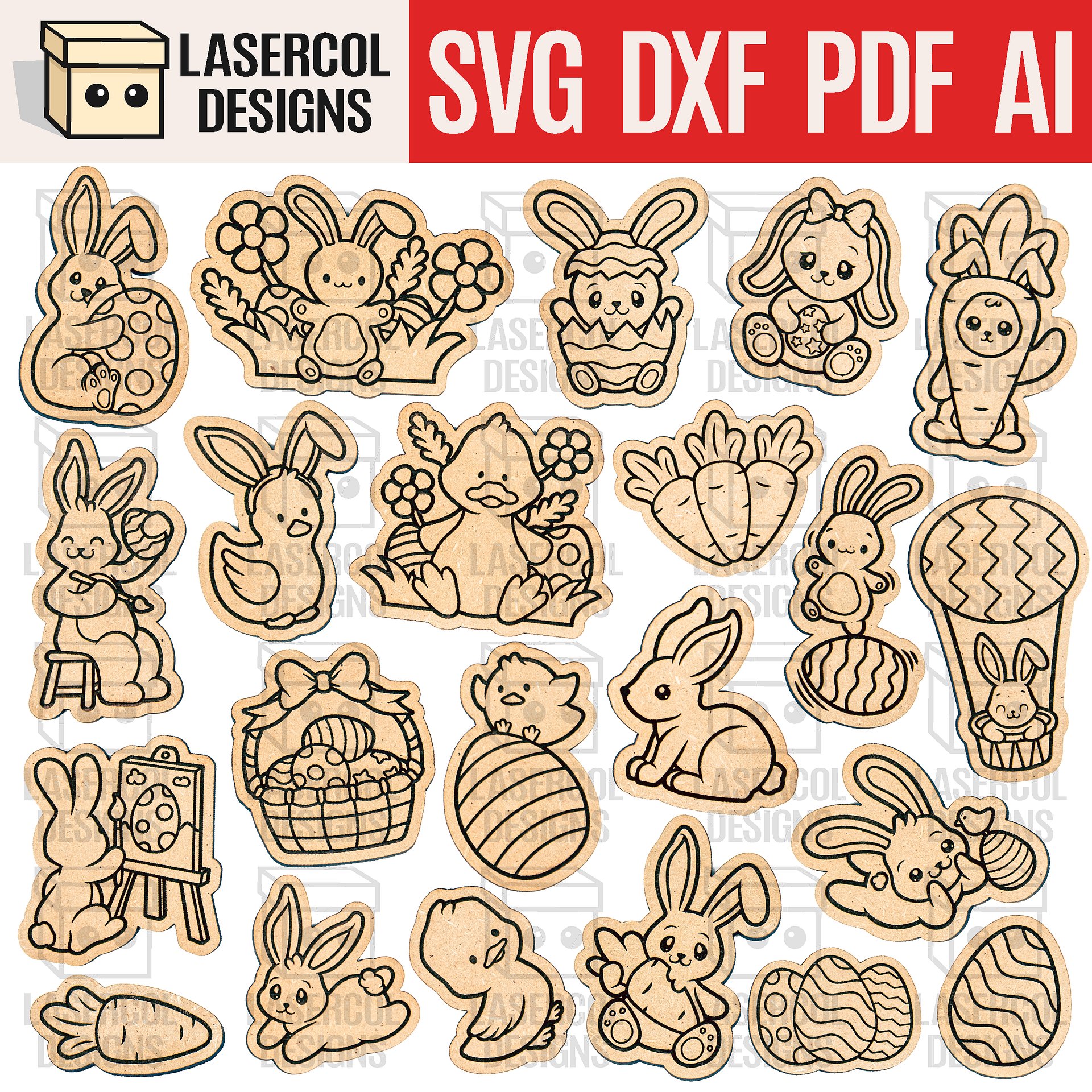 Easter Cutouts/Paint Kit Set 1 & Set 2 - Laser Cut Files product image (1)
