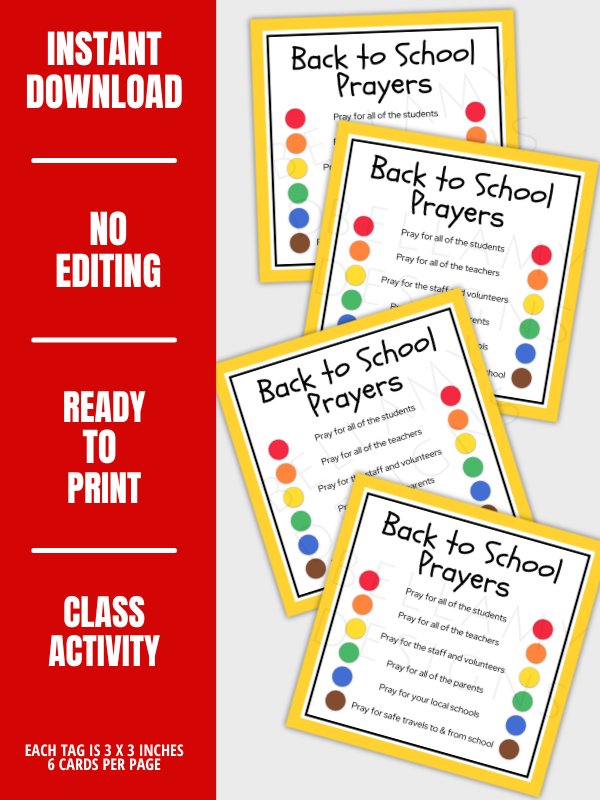 Back to School Prayers - Activity Gift Tags product image (4)