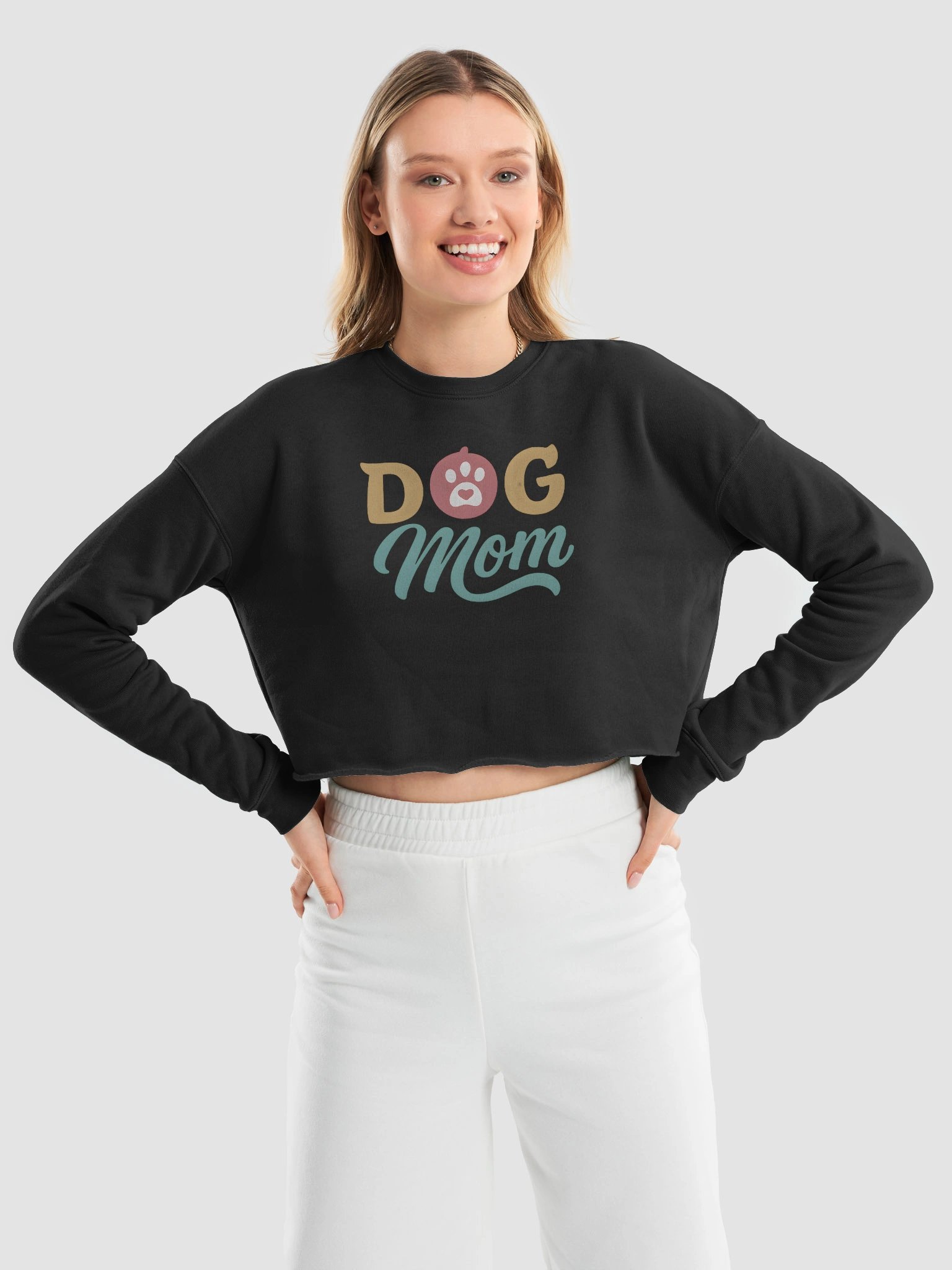 Dog Mom Crop Top | Bold Paw Print Heart Tee | Cute Gift for Dog-Loving Moms product image (9)