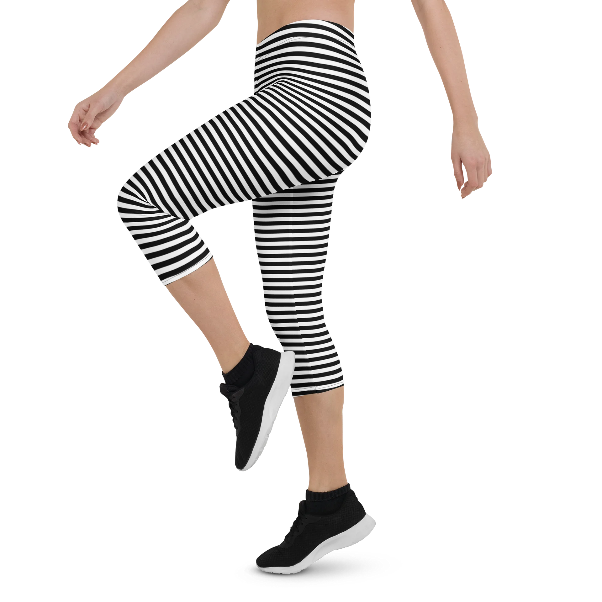 White and Blaque Stripped Capri product image (4)