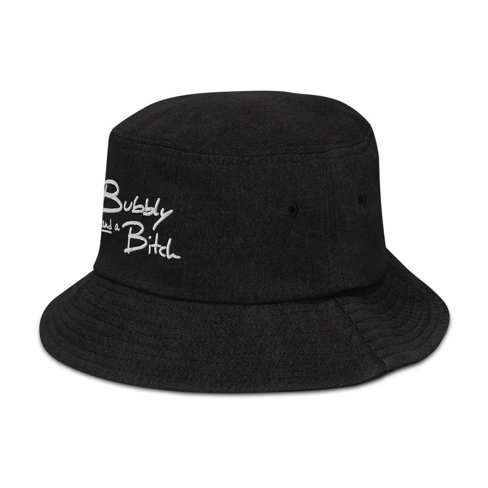 Bubbly and a B*tch (white) embroidered denim bucket hat product image (4)
