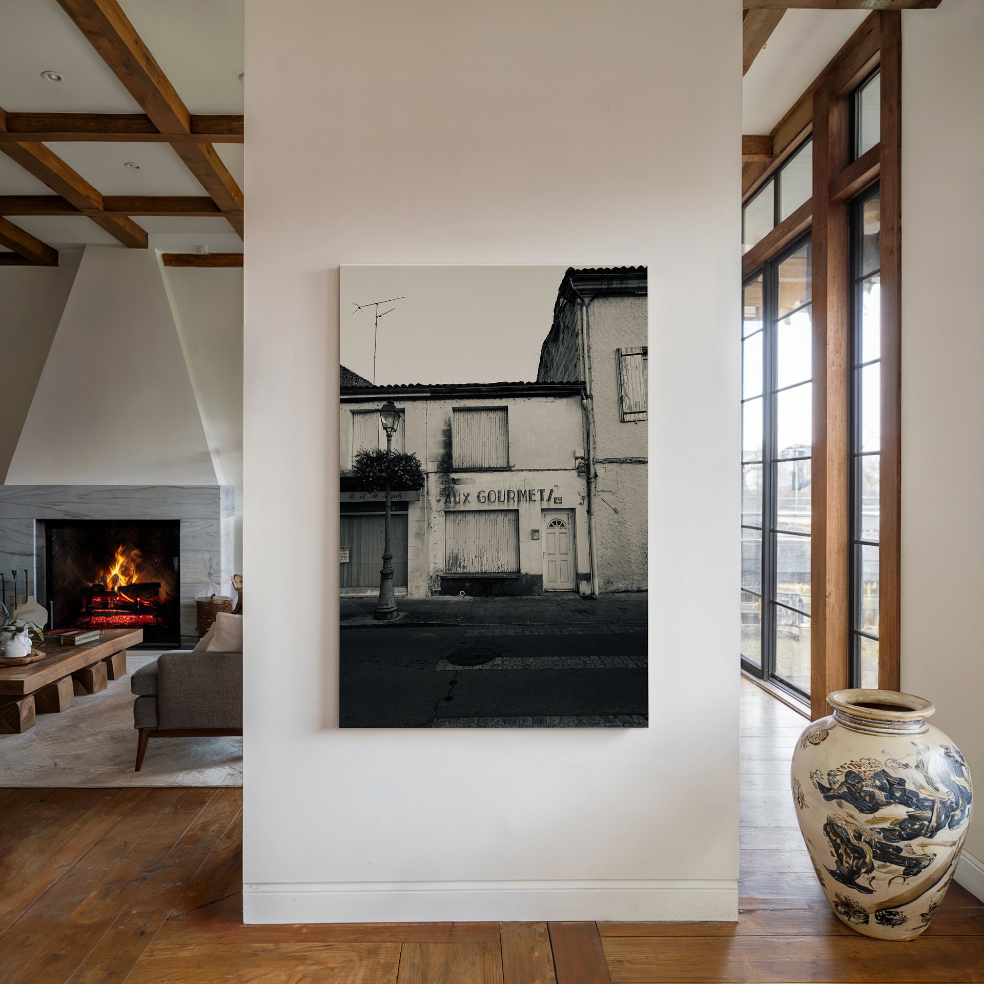"Aux Gourmets" Vintage black and white 40"x60" canvas product image (2)