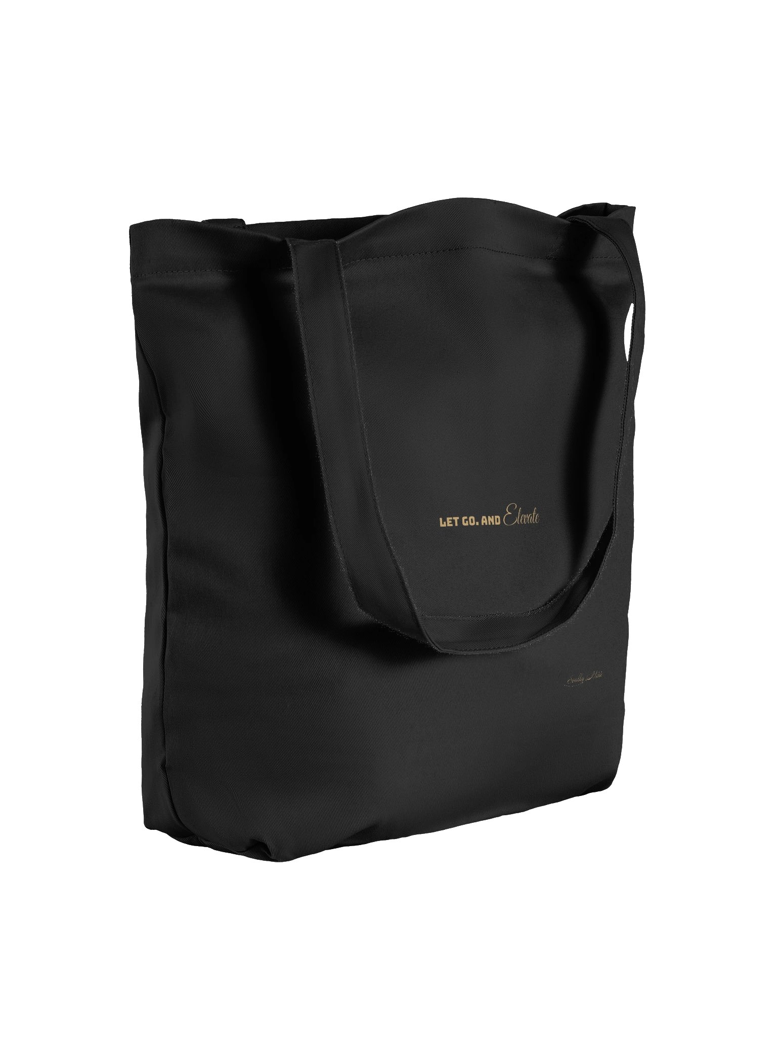 Soully Mine- GOLD PRINT Let Go. And Elevate Tote Bag in Black product image (1)