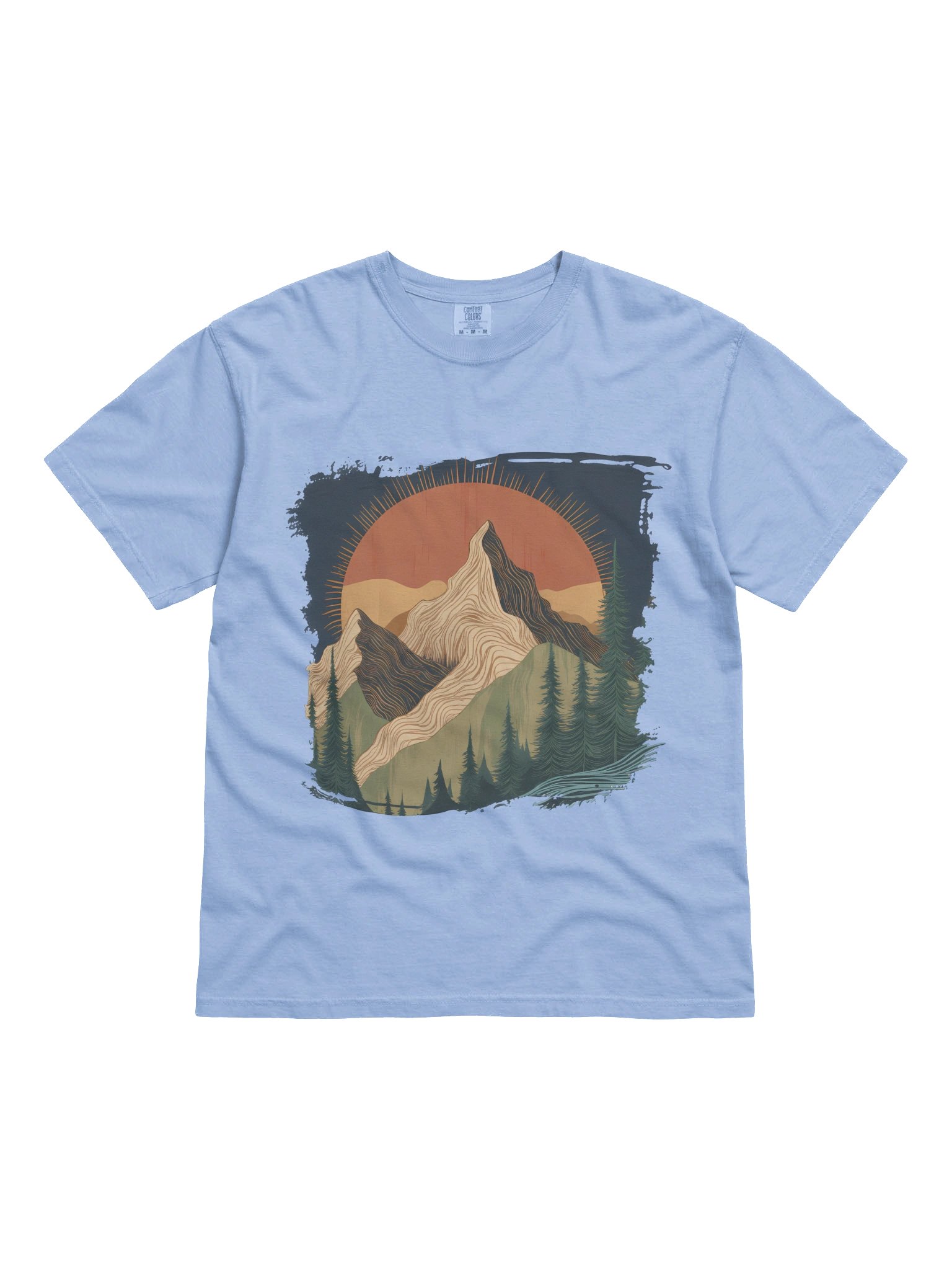 Retro Mountain Sunset Graphic T-Shirt – Abstract Ridgeline & Pine Forest Apparel product image (16)
