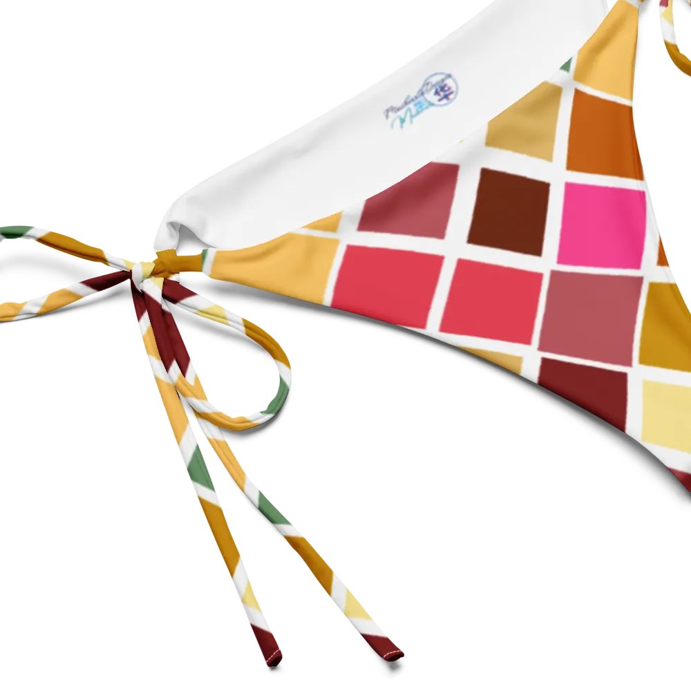 Colorful Square Pattern Design String Bikini Bottom - v5 product image (3)