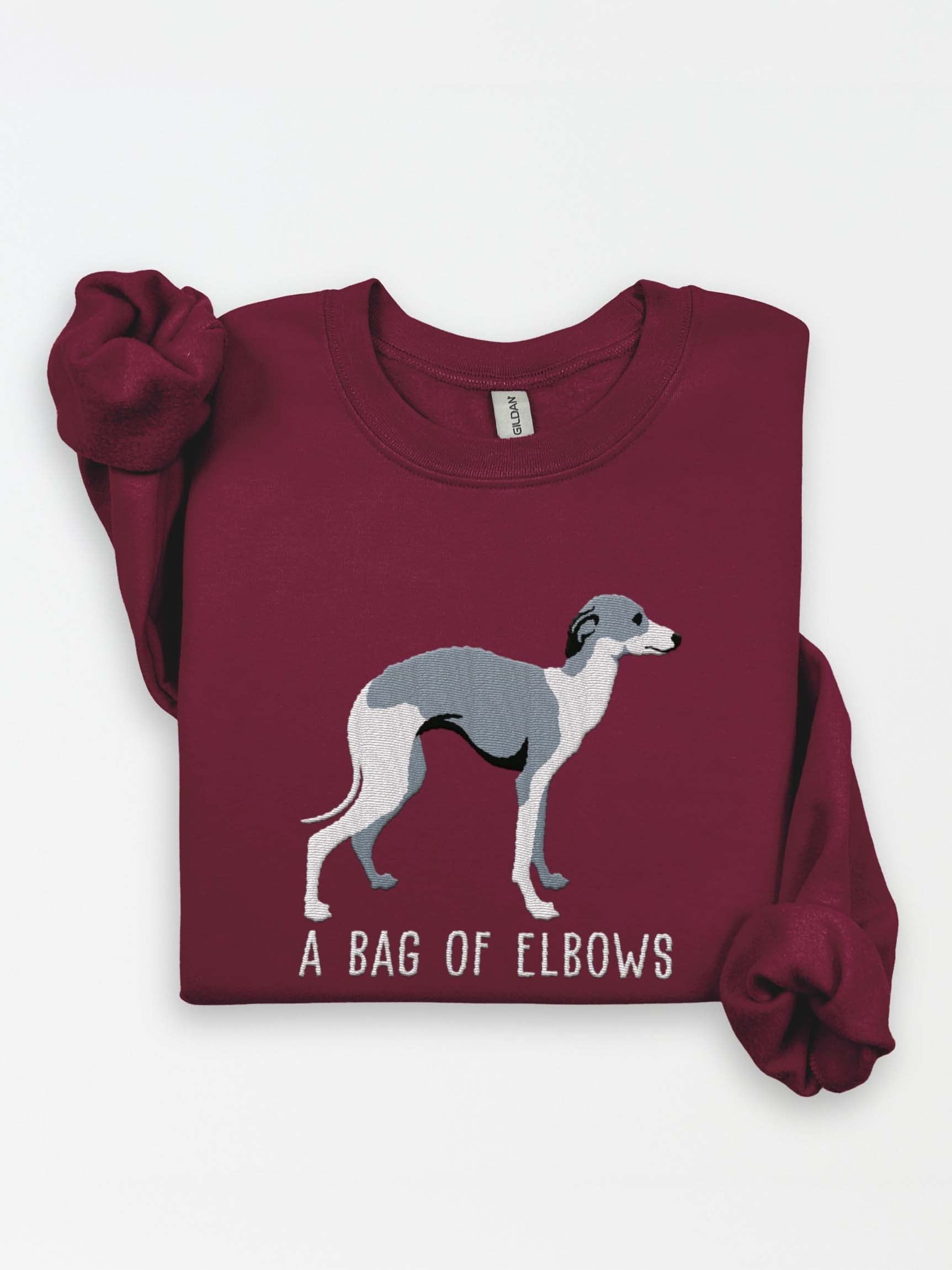 A Bag of Elbows Sweatshirt(Embroidered) of an Italian Greyhound(Blue & White) product image (1)