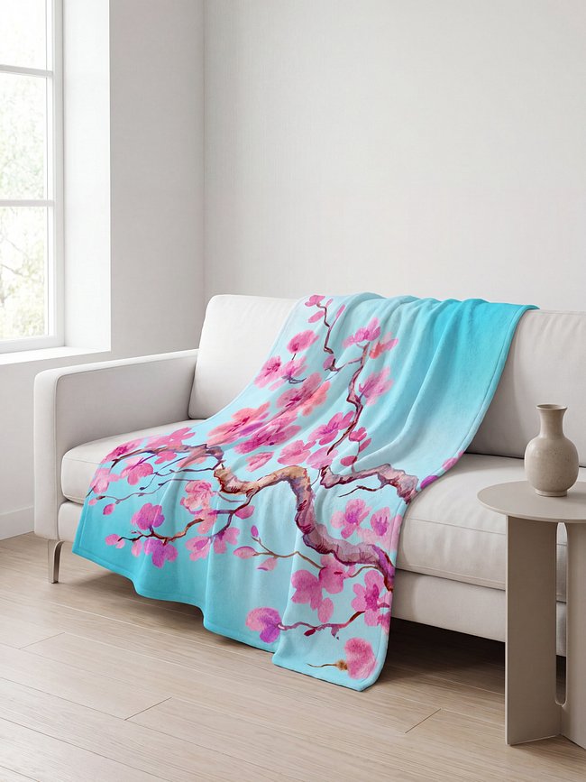 Sakura & Stone Throw Blankets