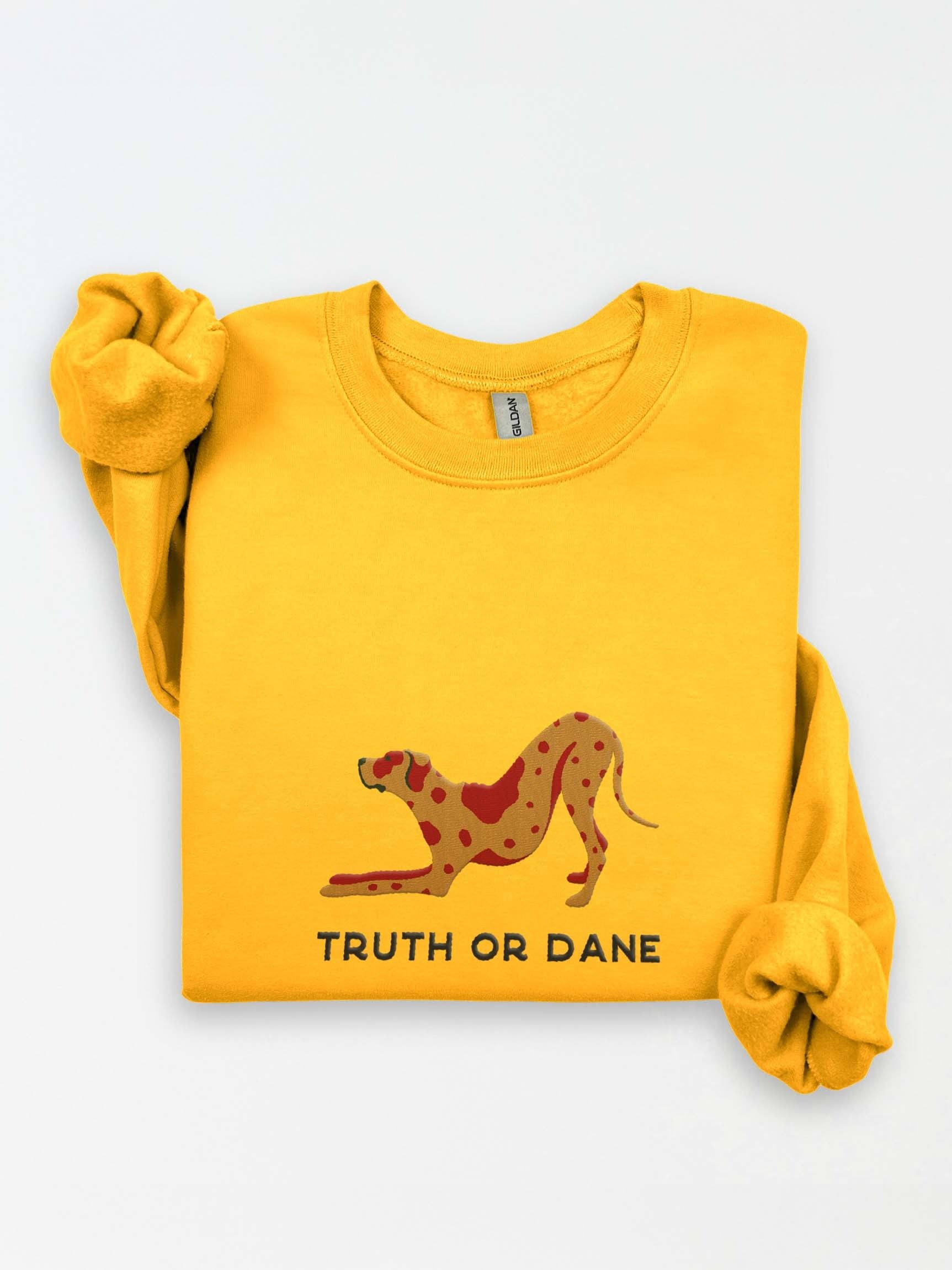 Truth or Dane Sweatshirt (Embroidered) of a Great Dane(Chocolate Merle) product image (1)