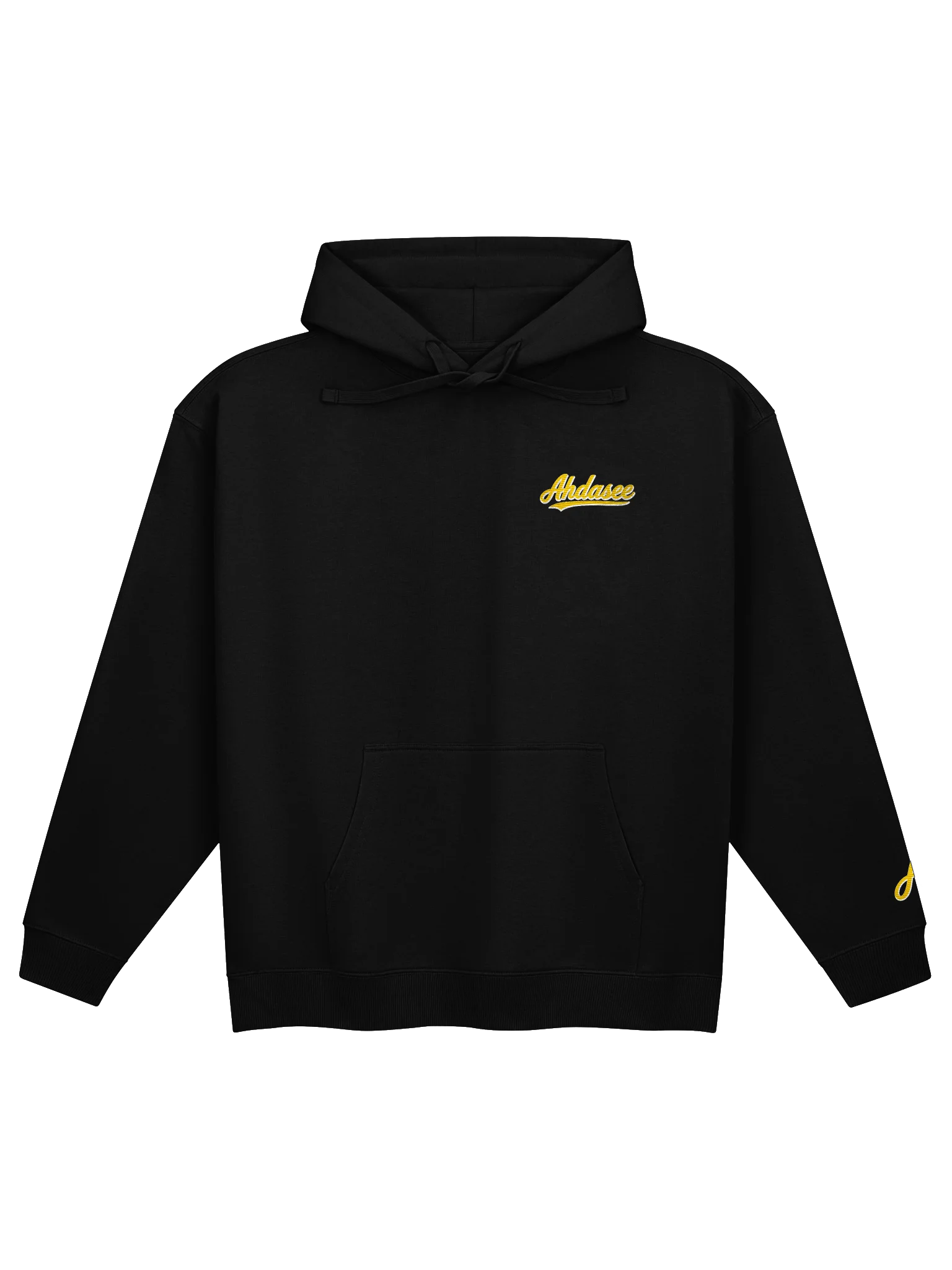 Ahdasee Records Signature Embroidered Hoodie – Black (Gold/White)