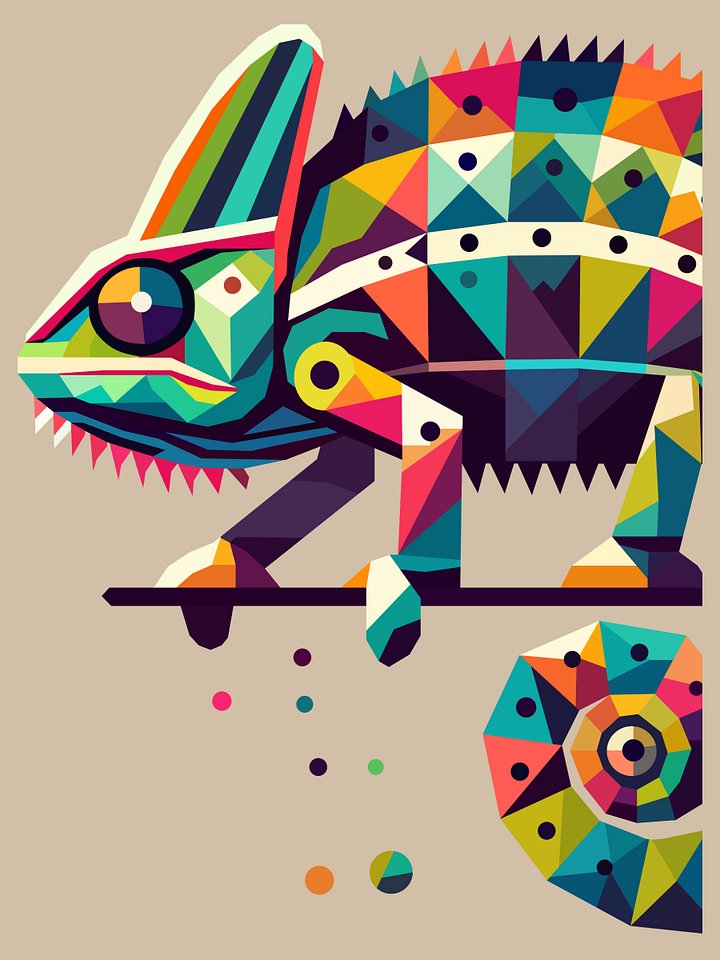 Free Geometric Chameleon PNG Art - Transparent Background, Low Poly Reptile Illustration product image (1)