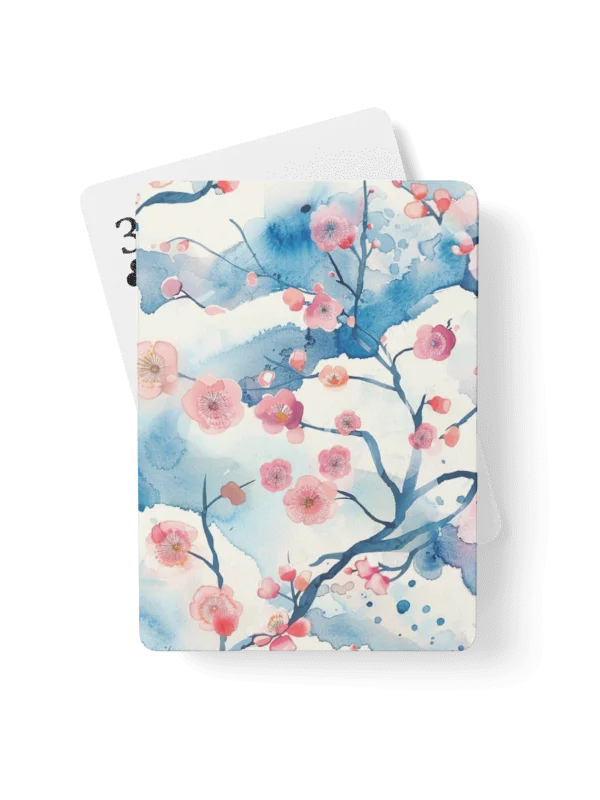 Traditional Japanese Watercolor Poker Cards - Pink Plum Blossom Deck product image (1)