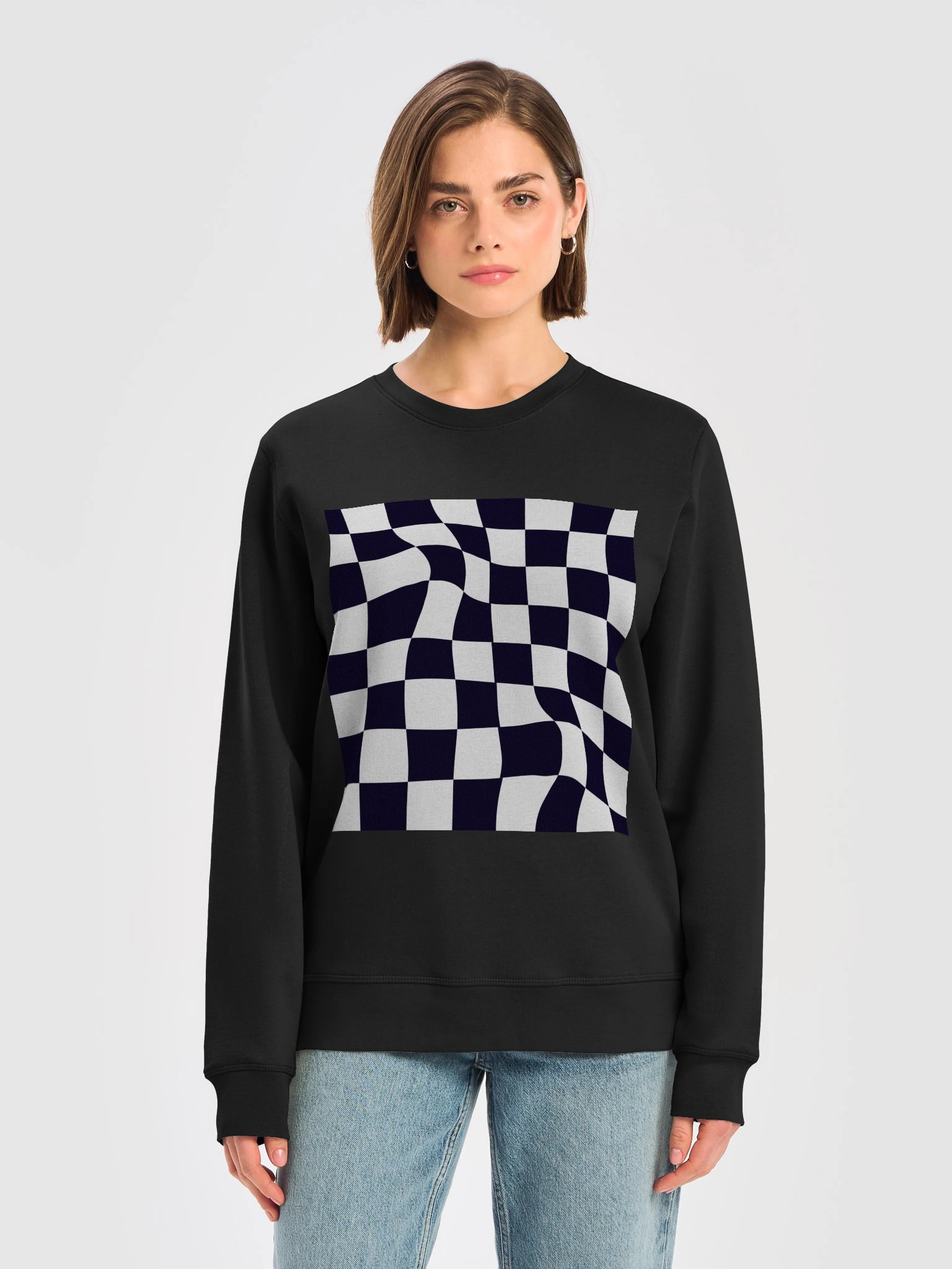 Distorted Checkered Wave Unisex Sweatshirt product image (5)