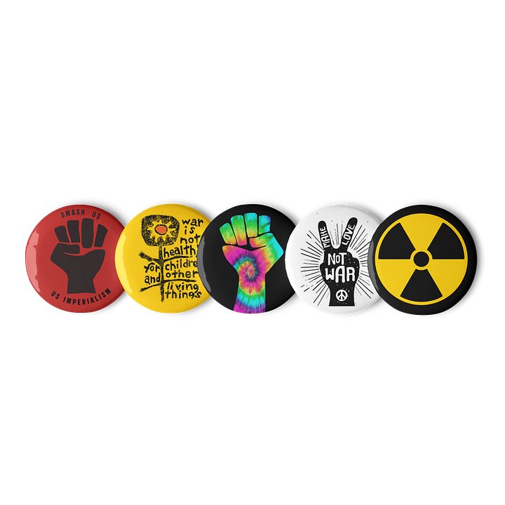 Anti war pin buttons set of 5 product image (1)