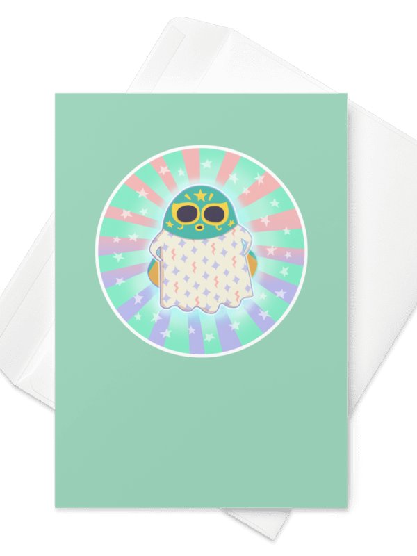 Little Ghost Luchador #2 - Greeting Card product image (2)