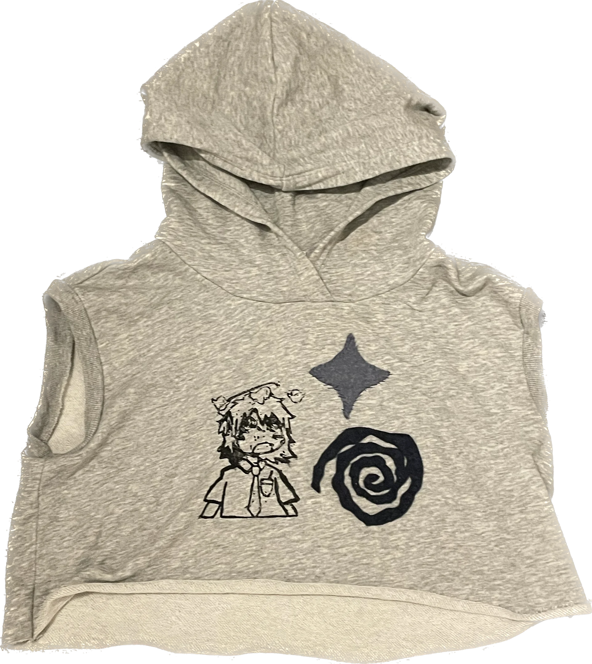 smidge print cropped vest hoodie product image (1)