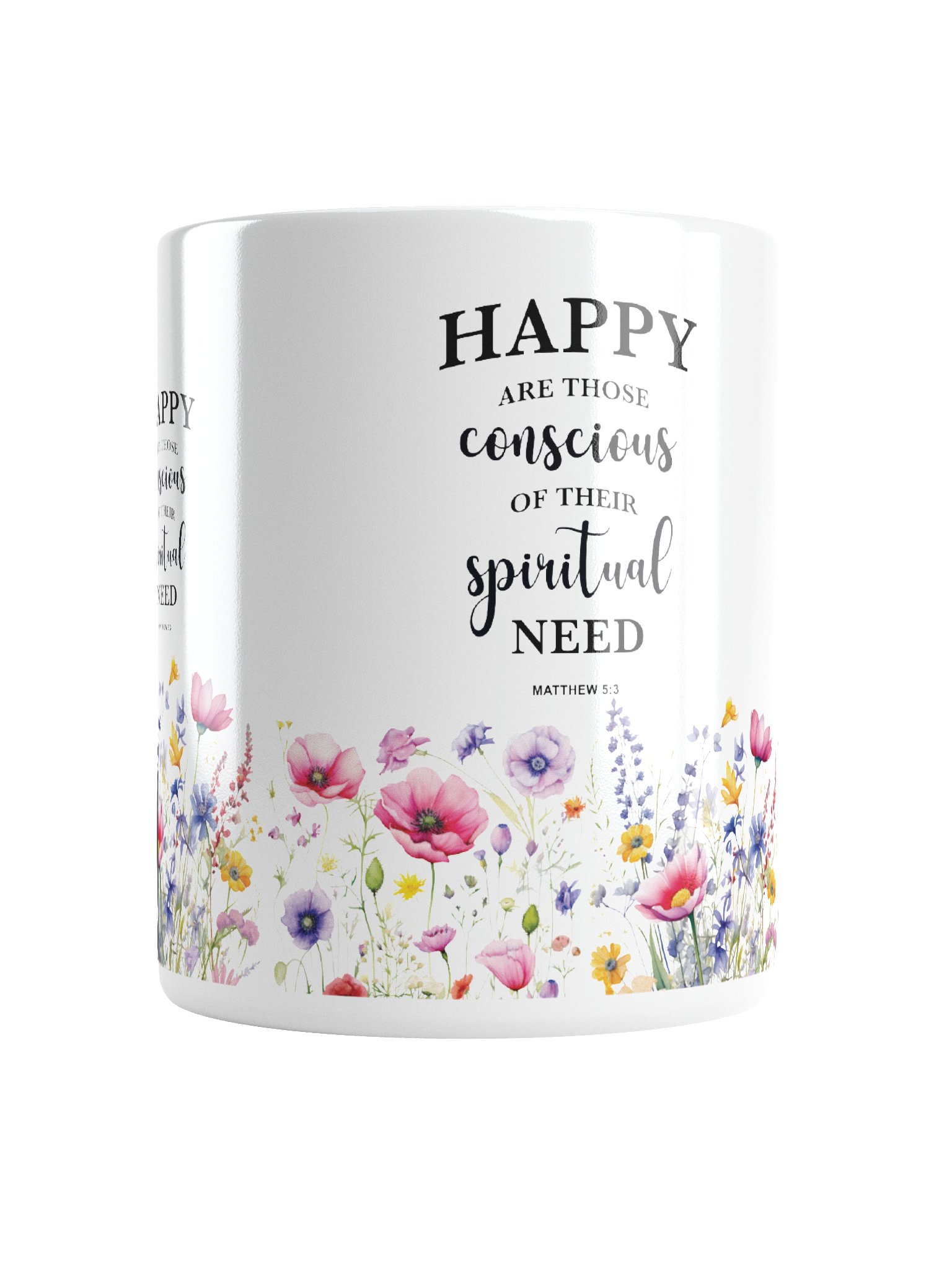 2026 Yearly Text Christian Mug – Matthew 5:3 Inspirational Floral Coffee Cup product image (1)