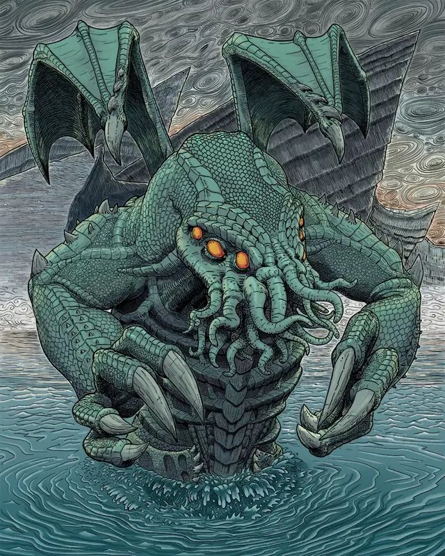 ‘MIGHTY CTHULHU’ now on my redBuble and T-Public. #lovecraft #darkart #monsters #necronomicon #horrorart