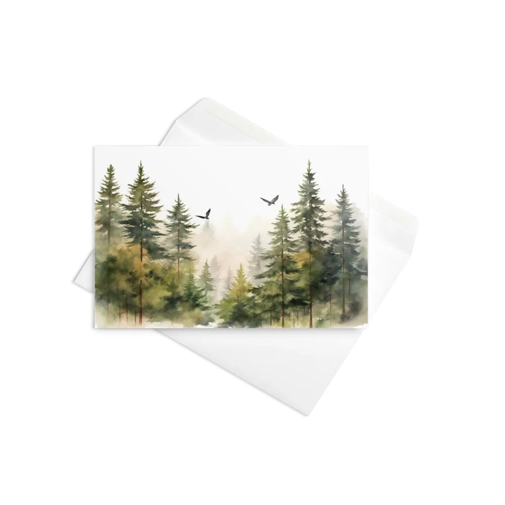 All-Occasion Greeting Card: Flying Birds Over Fir trees product image (9)