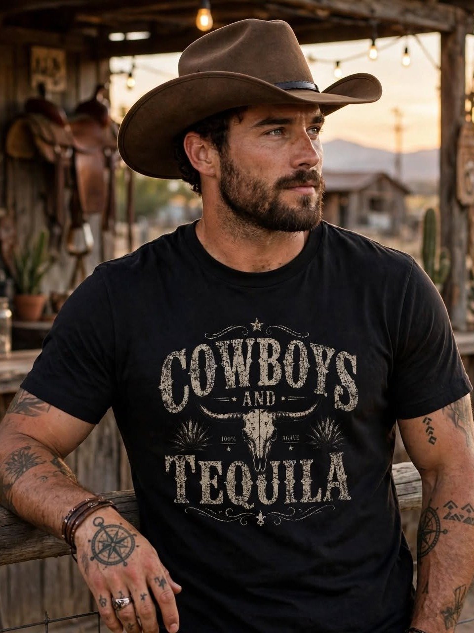 Cowboys and Tequila Longhorn Tee product image (1)