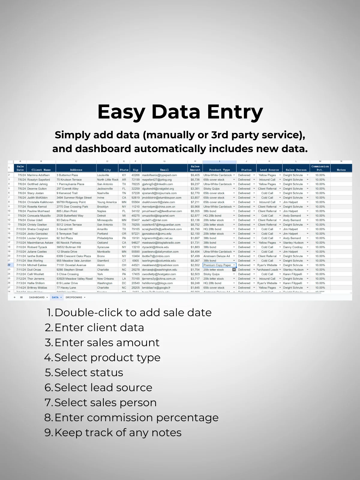 Dynamic Sales Dashboard (Google Sheets) product image (2)