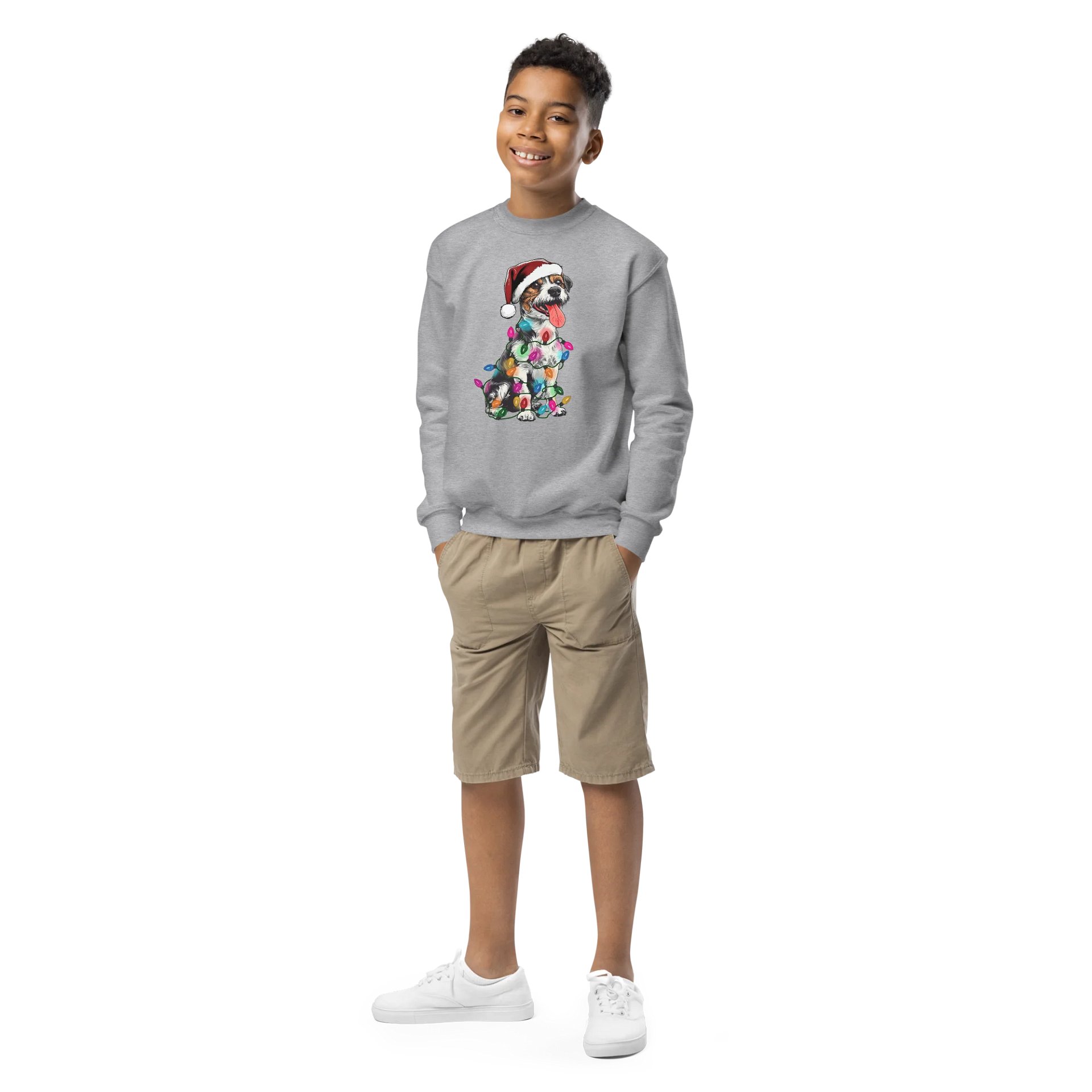 Funny Christmas Wirehaired Jack Russell Terrier(Tricolor) Youth Sweatshirt product image (1)