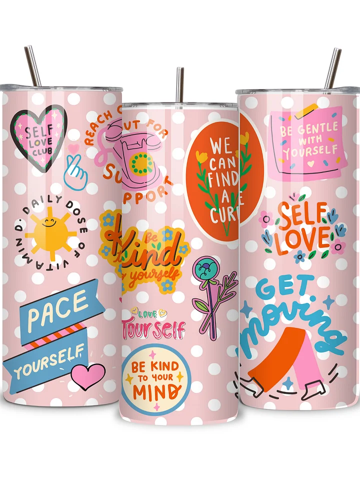 Inspirational Quotes 20oz Skinny Tumbler, Motivational Design, Double-Walled Insulated Stainless Steel, Metal Straw, Gift for Women, Teens, and Positivity product image (1)